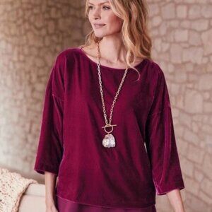 Soft Surroundings Millie Velvet Tunic Dark Fuchsia Magenta Whimsigoth Boxy Sz L